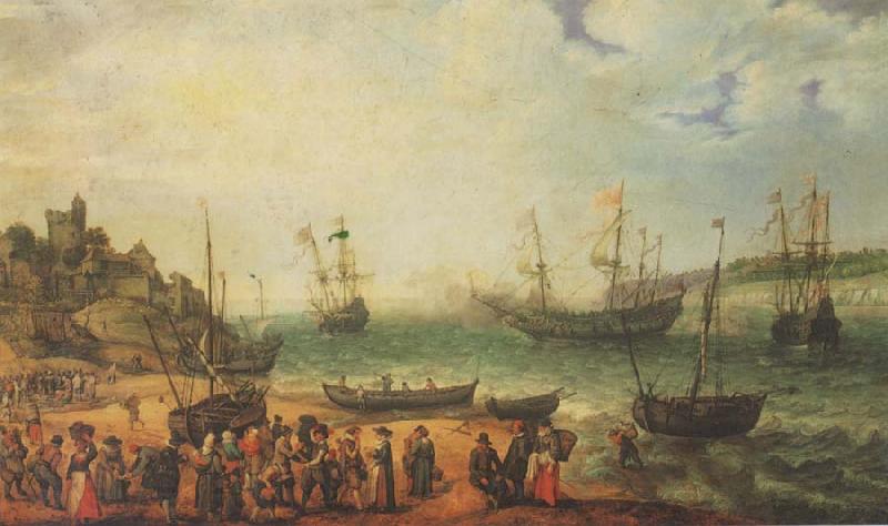 WILLAERTS, Adam The Prince Royal and other shipping in an Estuary Norge oil painting art